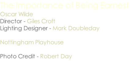 The Importance of Being Earnest Oscar Wilde Director - Giles Croft Lighting Designer - Mark Doubleday  Nottingham Playhouse  Photo Credit - Robert Day